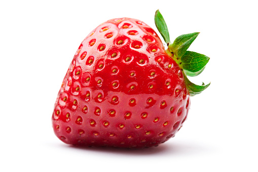 Sliced strawberry isolated on white background with clipping Path. Full depth of field.