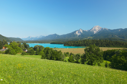 Alpine lake Faaker See in Carinthia, Austria 
