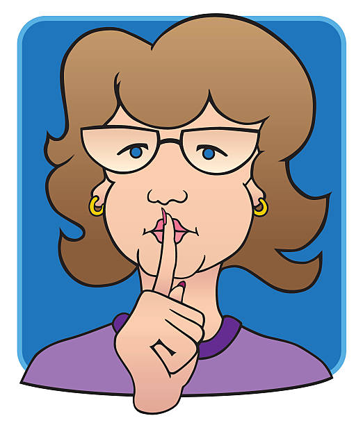 illustrazioni stock, clip art, cartoni animati e icone di tendenza di bibliotecario - finger on lips silence women symbol