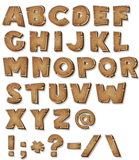 illustrations, cliparts, dessins animés et icônes de comic en bois alphabet - text wood alphabet nature
