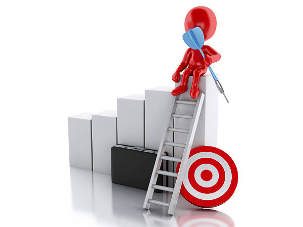 istock 3d Red people with business statistic graph and red target. 483088992