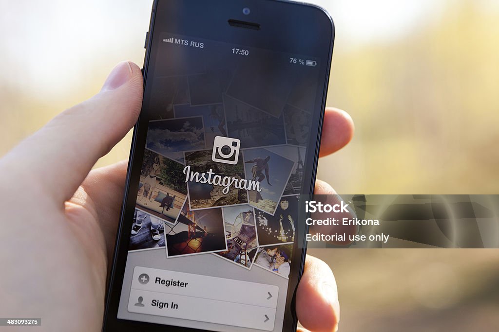 Instagram sur l'iPhone 5 - Photo de Filtre automatique de post-production libre de droits