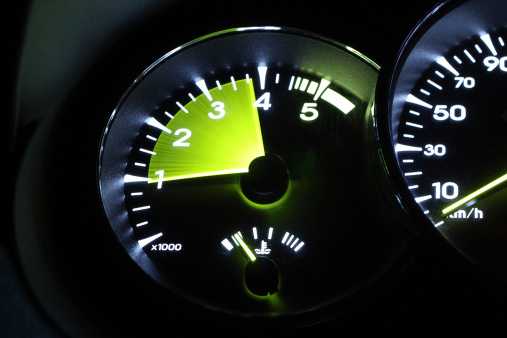time lapse photo of car tachometer in motion