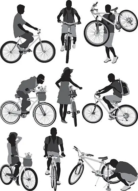 Vector illustration of People with bicycles