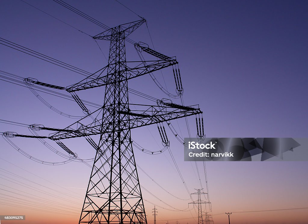 Power Lines - Lizenzfrei Abenddämmerung Stock-Foto