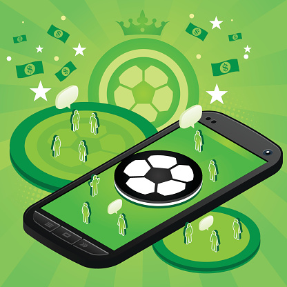 Soccer theme mobile phone. Could be sport gambling on mobile phone or sport football social network.