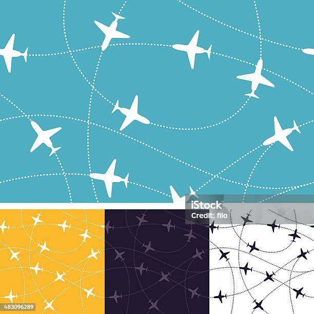 Seamless Air Voyage Vecteurs libres de droits et plus d'images vectorielles de Avion - Avion, Ligne en pointillés, Fond