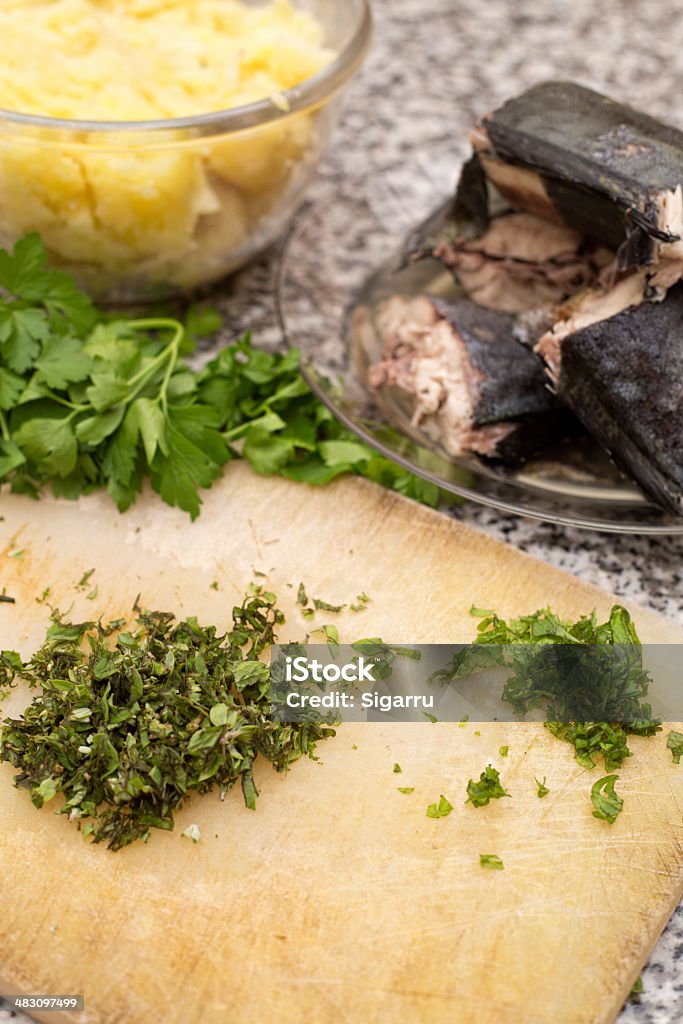 Empadão de peixe ingredientes - Foto de stock de Alecrim royalty-free