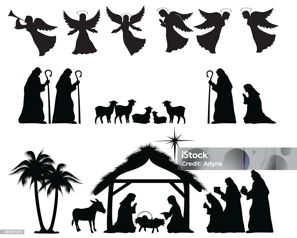 Nativity Silhouette Christmas Nativity Silhouette. ZIP contains AI format, PDF and jpeg. Nativity Scene stock vector