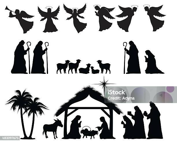 Nativity Silhouette Stock Illustration - Download Image Now - Nativity Scene, In Silhouette, Angel
