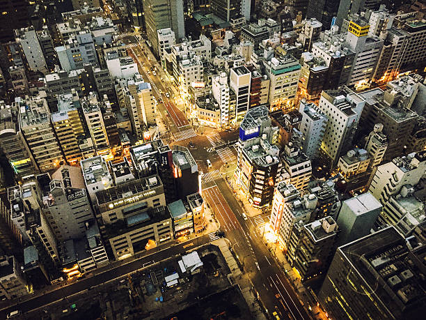 tokyo vista aérea de la calle - fines del período moderno fotografías e imágenes de stock