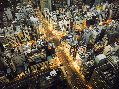 Tokyo aerial view street