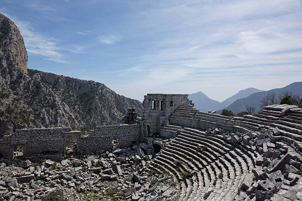 istock Overview of theatre and broken steps, Termessos 483097992