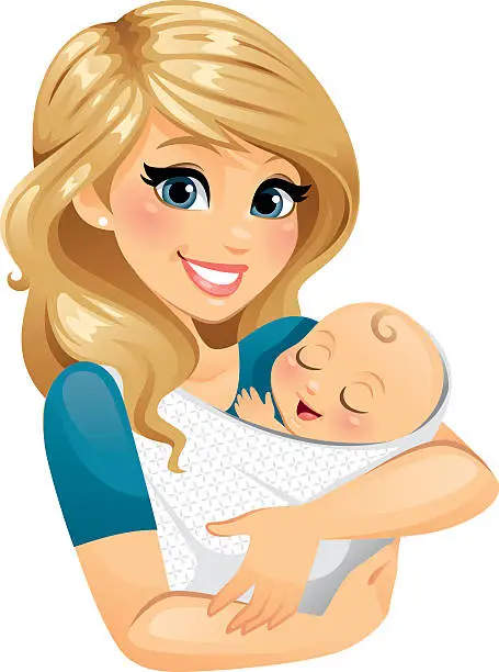 Vector illustration of Mom Holding Baby