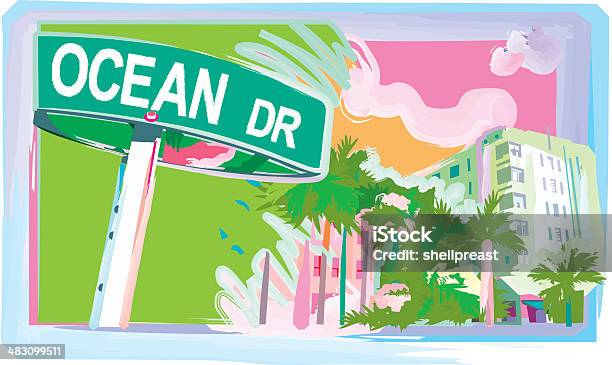 Ocean Drive - Immagini vettoriali stock e altre immagini di Miami - Miami, Florida - Stati Uniti, Spiaggia
