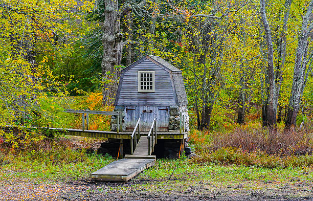 istock Old wooden Boat House without water 483100509