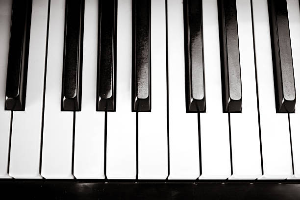 istock Piano Keyboard from above in black and white 483100666