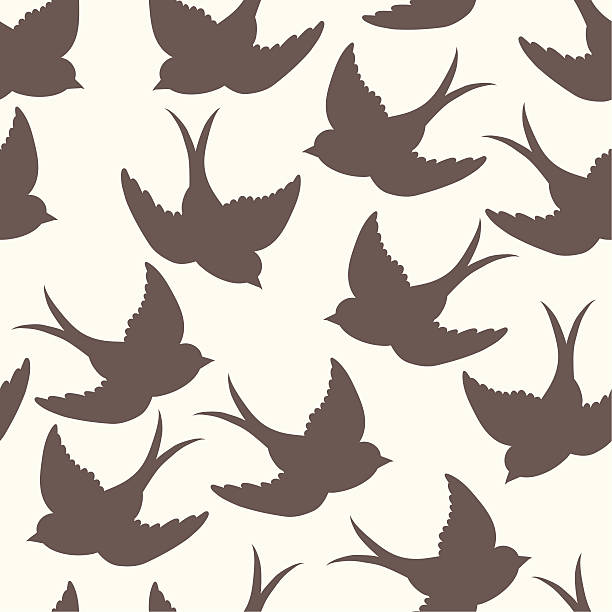 Vector old school seamless pattern with birds Vector old school seamless pattern with birds barn swallow stock illustrations