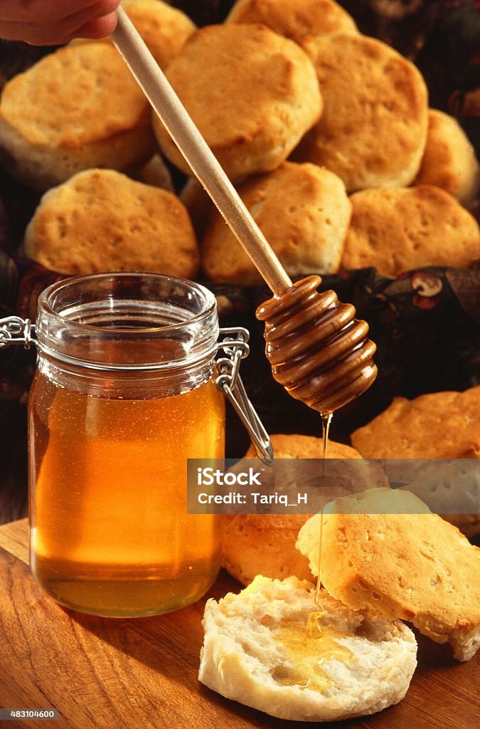 Food and Drinks Beautiful image of Honey wit Biscuits 2015 Stock Photo