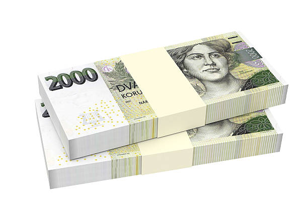 Czech Koruna isolated on white background.