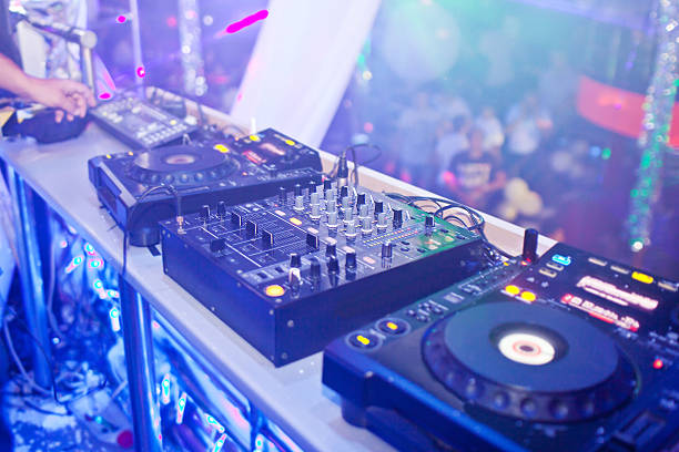 Mixing Console at the night club stock photo