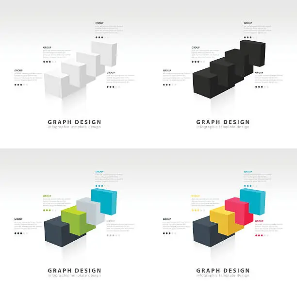 Vector illustration of infographic 3d Graph of the diagramme consisting of several cube