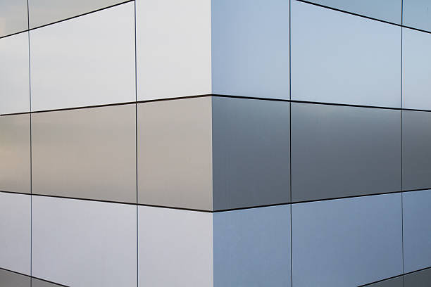 istock wall in metal with geometric pattern and symmetric 483114014