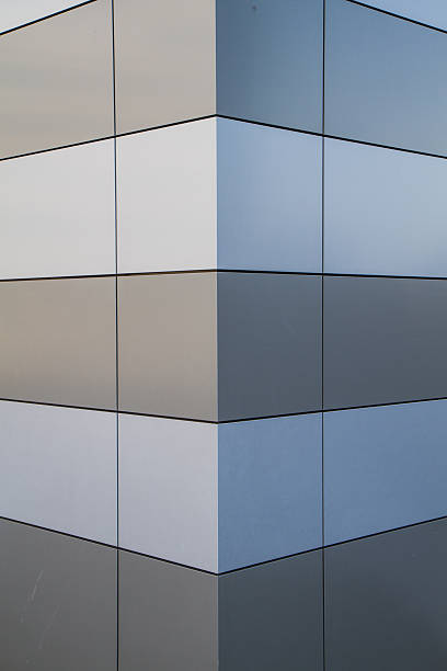 istock wall in metal with geometric pattern and symmetric 483114020