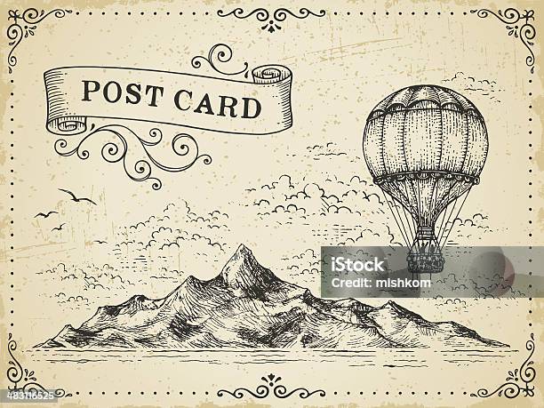 Vintage Post Card Stock Illustration - Download Image Now - Old-fashioned, Retro Style, Border - Frame