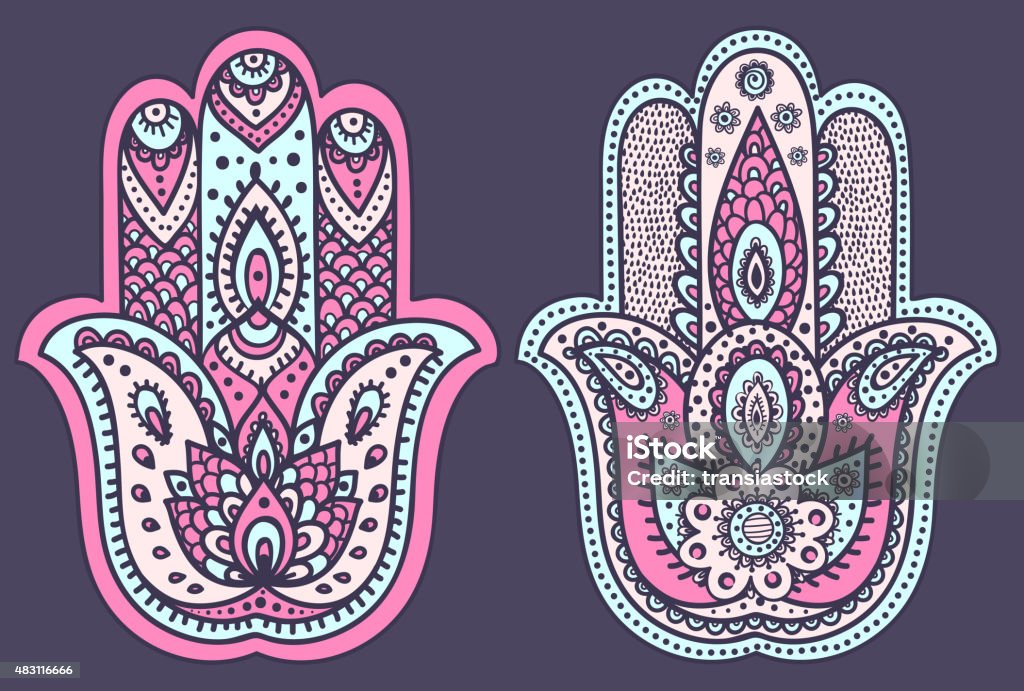 Vector Indian hand drawn hamsa with ornaments Vector Indian hand drawn hamsa with ethnic ornaments 2015 stock vector