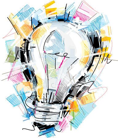 Image shows a  bulb in sketchy art; vectorimage with only one layer, without opening shapes and gradients; big jpeg (350DPI); digital drawing with free wild style; fantasy drawing; better for white backgrounds