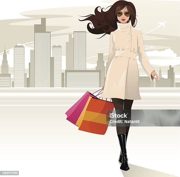 Shopping Girl Stock Illustration - Download Image Now - Women, Retail, One Woman Only