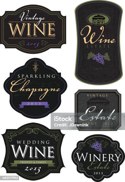 Set Of Vintage Wine And Champagne Labels Stock Illustration - Download Image Now - Label, Champagne, Wine