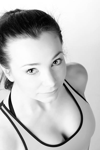 istock B/W female portrait, upper view 483118163