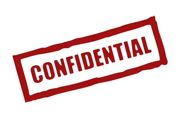 "Confidential" stamp with nice torn edges, isolated on white background.