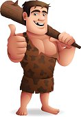 A cartoon of a handsome young caveman giving a thumbs up