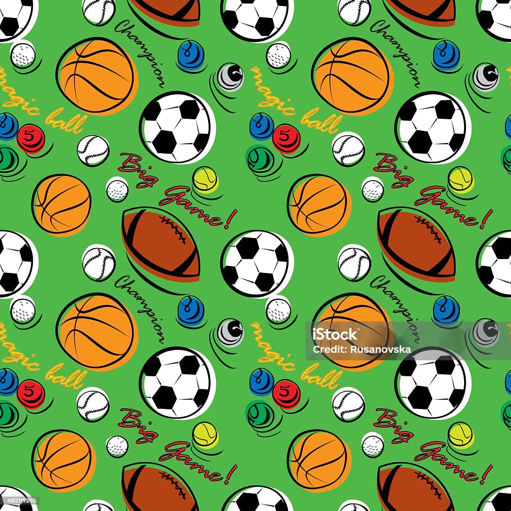 Sports Spring Pattern Sport Pattern On Green Stock Illustration - Download Image Now - Soccer ...