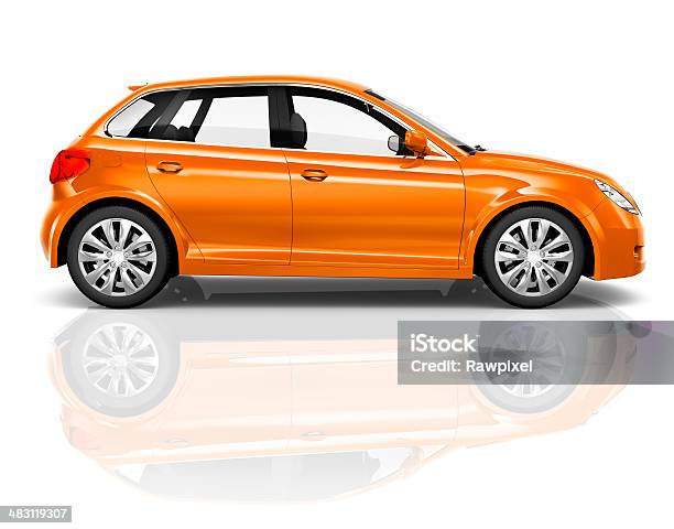 3 D Orange Limousine Auf Weißem Hintergrund Stockfoto und mehr Bilder von Auto - Auto, Freisteller – Neutraler Hintergrund, Seitenansicht