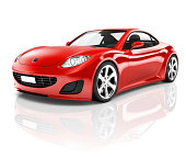 3D Red Sport Car on White Background