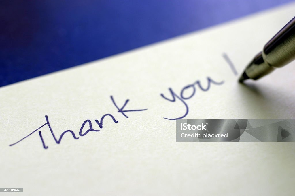 Thank You! "Thank You!" written on a sticky note. Thank You - Phrase Stock Photo