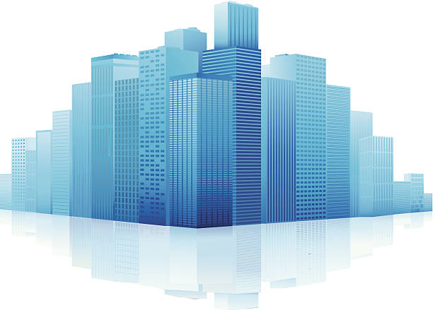 Skyscrapers in a city Skyscrapers in a cityhttp://www.twodozendesign.info/i/1.png cityscape clipart stock illustrations