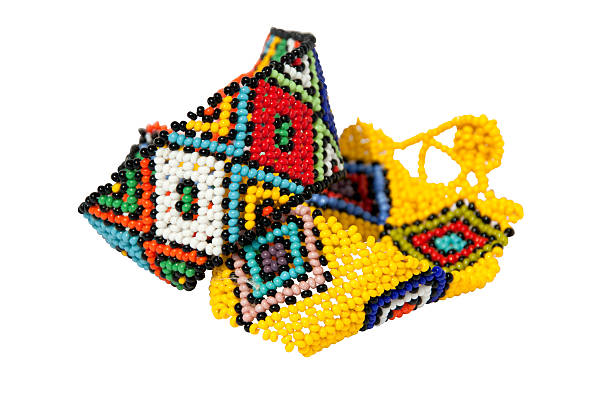 istock Two Zulu Beadwork Bracelets in Bright Colors 483121555