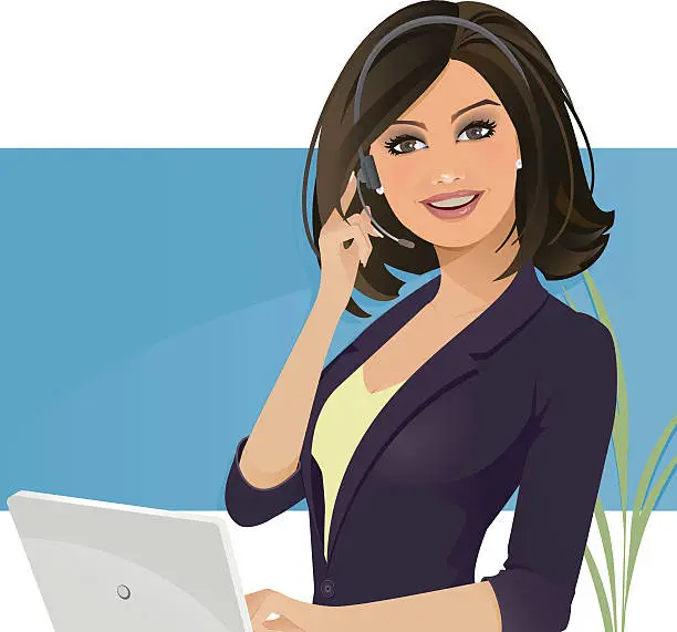 Vector illustration of Customer Service girl