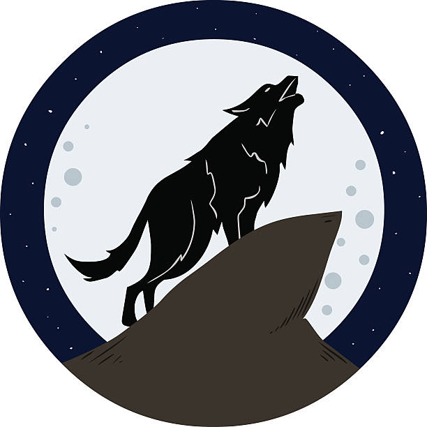 ウルフハウリングには、月の夜 - wolf coyote howling dog点のイラスト素材／クリップアート素材／マンガ素材／アイコン素材