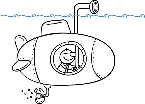 Vector illustration of Searching in submarine