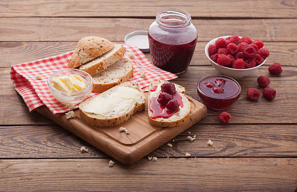 istock overhead view on healthy breakfast with strawberry jam 483122820