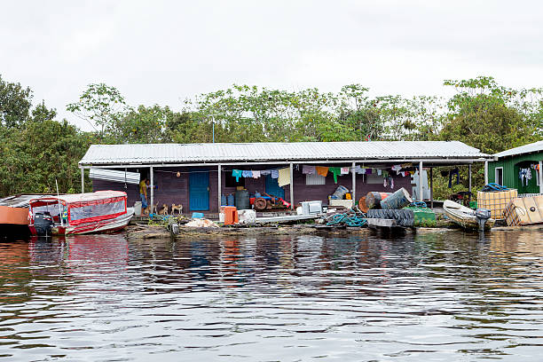 Manaus, Brazil - March 23, 2014: Floating houses in Manaus, Amazon, Brazil
