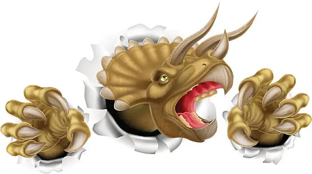 Vector illustration of Triceratops Dinosaur Claws Tearing