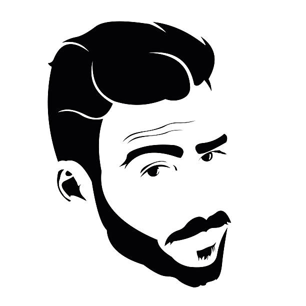 Portrait of young man looking at camera with raised eyebrow. vector art illustration