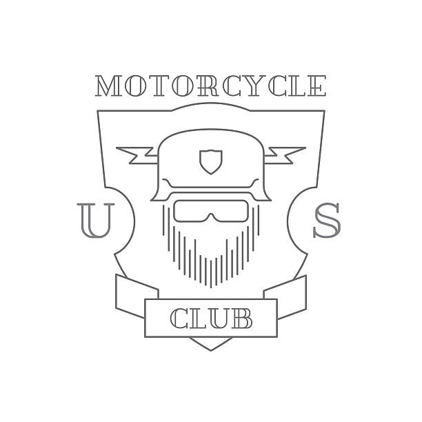 illustrations, cliparts, dessins animés et icônes de moto vintage avec étiquettes, écussons de moto visage. vecteur - chrome bicycle badge sign